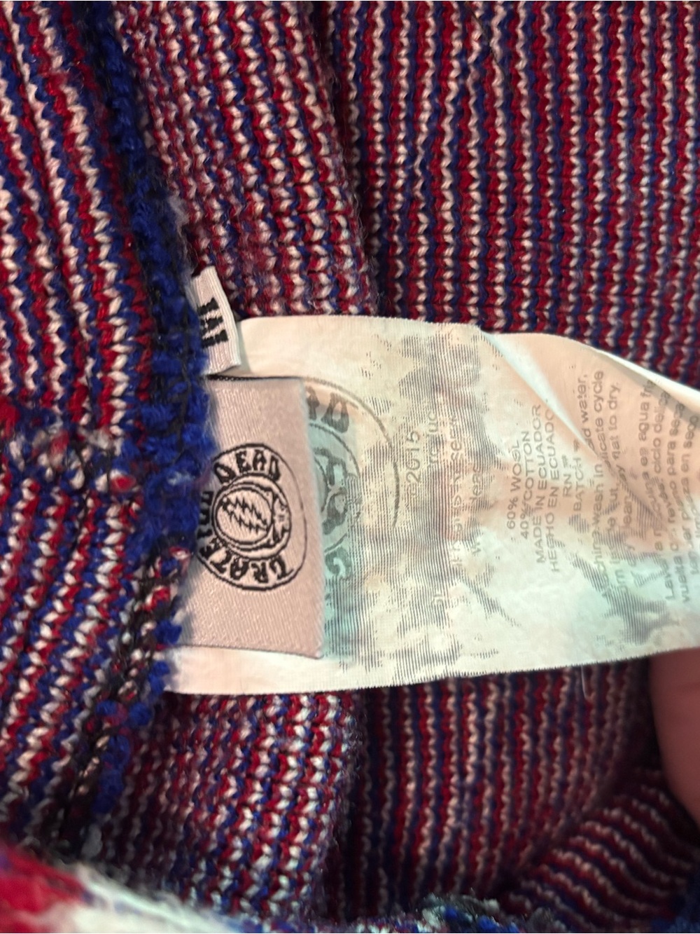 Grateful Dead Blue Red White Zip-Up Hooded Sweater - Picture 4 of 4